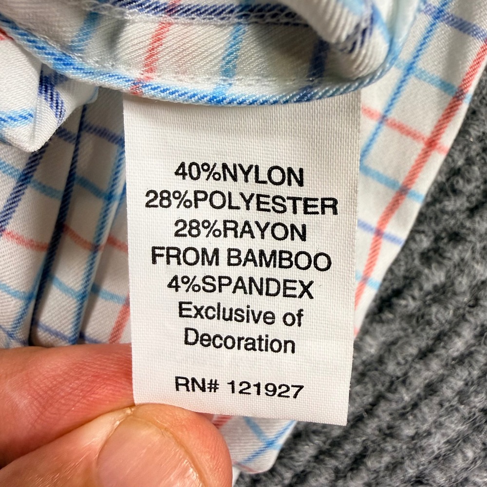 Johnnie-O Prep-Formance Shirt Mens XL White Blue Orange Plaid Button Down - Picture 12 of 12